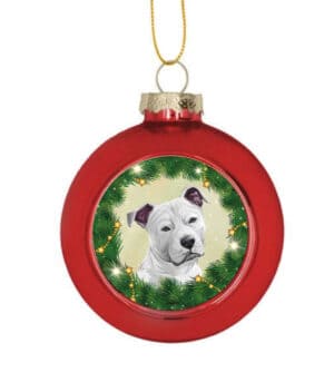 Kerstbal Staffordshire Bull Terrier White