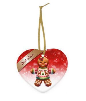 Keramiek Kerstornament Peperkoek hart – Best Sister