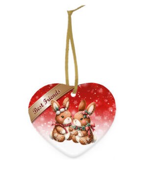 Keramiek Kerstornament Peperkoek hart – Best Friends Rabbits