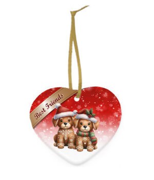 Keramiek Kerstornament Peperkoek hart – Best Friends Dogs