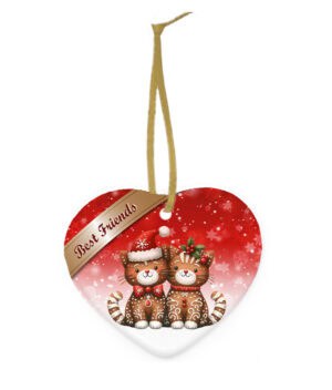 Keramiek Kerstornament Peperkoek hart – Best Friends Cats