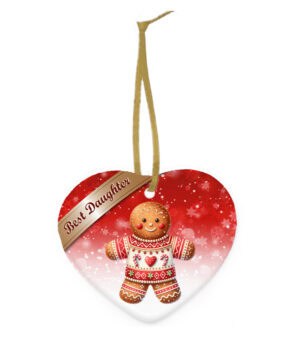 Keramiek Kerstornament Peperkoek hart – Best Daughter