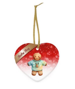 Keramiek Kerstornament Peperkoek hart – Baby Boy