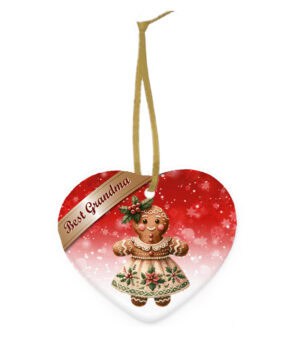 Keramiek Kerstornament Peperkoek hart – Best Grandma