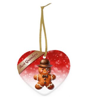 Keramiek Kerstornament Peperkoek hart – Best Grandpa