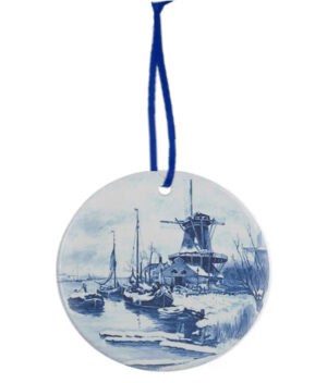 Keramiek Kerstornament Delfts Blauw – Winterse haven